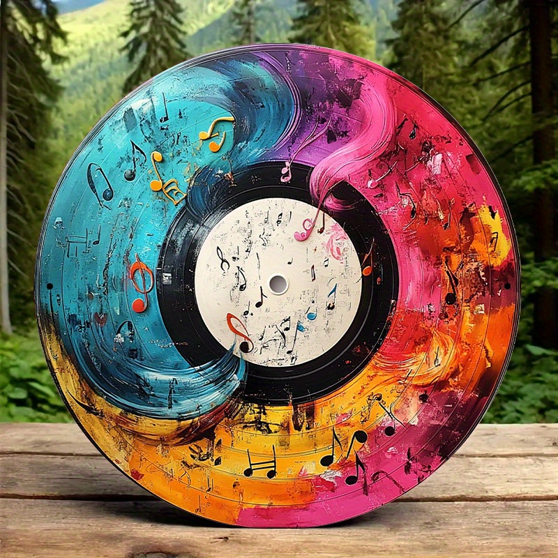 Musical Instrument Sign - Colorful Vinyl Record Music Note 2D