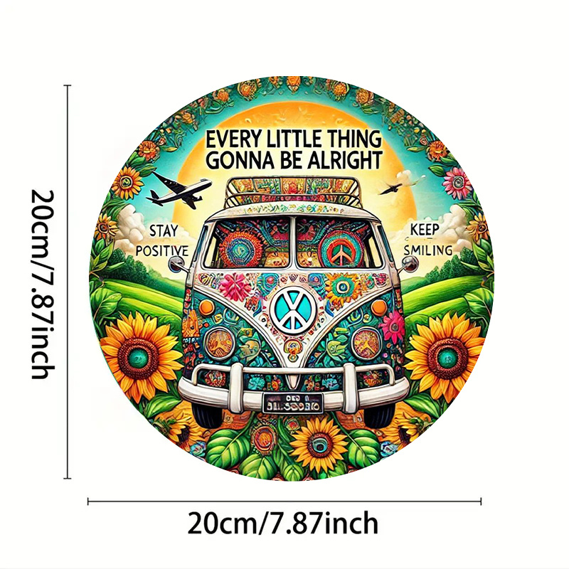 Retro Peace Van & Sunflower Me - Musical Instrument Sign recension och pris